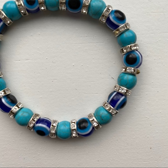 🧿Vintage turquoise & blue Evil Eye bead bracelet - Picture 6 of 6